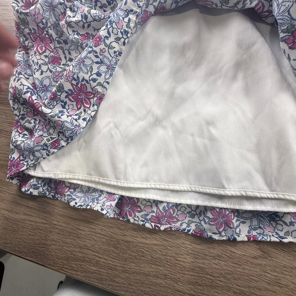 Vineyard Vines Girls Floral Tiered Dress Ruffle Collar Cream Lined XS 5-6 Party